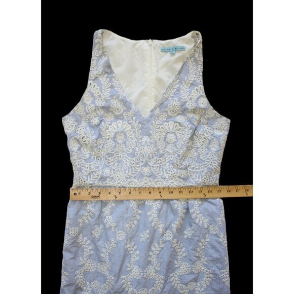 Antonio Melani Zuri Eyelet Embroidered Midi Dress Size 8/M Sleeveless Bluebell - Picture 4 of 11